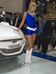 Saucy dolls spied on cam when modeling in shorts