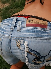 Brunette in tight booty shorts