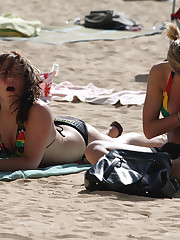 A girl removing her micro bikini at the Peka Peka