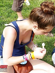 Real heat of down blouse horny girls