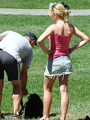 Public upskirt, of blondie in pink. She flashed her panties