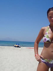 A slim girl posing on the Tenerife celebrity upskirt
