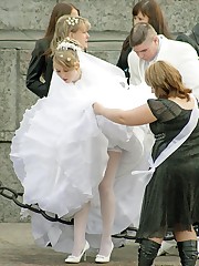 Gall of Sweet And Inocent Bride Gets Nasty celebrity upskirt