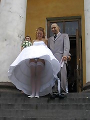 Gelery of Lovely Bride In White With Stockings Over Pantyhose teen upskirt