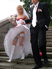 A bride in lingerie upskirt photo