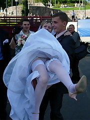 Pics of Bride In White Stockings upskirt pic