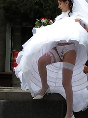 Pics of Bride In White Stockings upskirt picture
