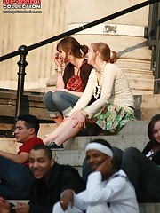 Up skirt teen girls - cute teenie voyeured sitting upskirt pic