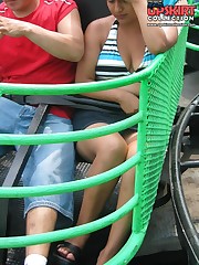 Babe flashed on a ride. Accidental upskirt, in public upskirt pic