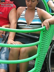 Babe flashed on a ride. Accidental upskirt, in public upskirt photo