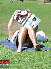 While reading she made a mistake - showing upskirt celebrity upskirt