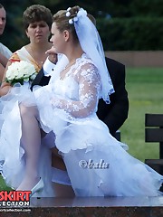 Looking up skirt of a hot bride upskirt photo
