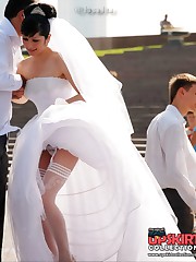 Hot bride flashed white panty up skirt candid upskirt