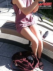 Naughty upskirt girl enjoys attention up skirt pic