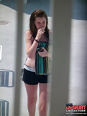 Accidental peek of swimsuit teens upskirt shot