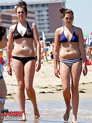 Girls impress with hot bikini bodies up skirt pic