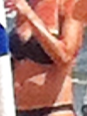 Horny bikini models contest on beach upskirt pantyhose