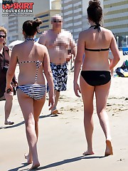 Girls on the beach wear nice bikinis upskirt pic