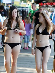Recording girls in swimsuits closeup teen upskirt