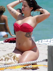 Chubby fems on the beach in bikinis upskirt pantyhose