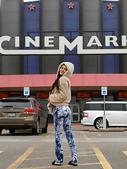 Remember Soledad Lomas, the relatively shy Latina from Austin? Well this time I took her to a historical landmark called a movie theater. They even had an arcade, which reminded me of my childhood. I spent countless hours breathing thick secondhand smoke and pumping quarters into a half-broken Street Fighter II. Chun Li was my babysitter while my folks competed at the ultra-physical sport of bowling. You don't get Zishy without great parenting. BTW, yes, Soledad finally reveals her exquisite breasts in this one. X upskirt picture