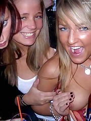 They laugh and sexily tease with downblouse view
