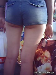 Lewd babes' upskirt view looks great when they wear nylons
