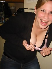 Girls lean forward and show tits under blouses