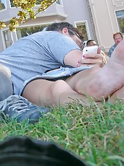Young public up skirt - cutie flashing with her BF nearby