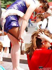 Common girls in mini real upskirts
