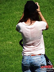 Tight fitting jeans outdoor view