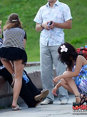 Costumed chicks sexy butt upskirts