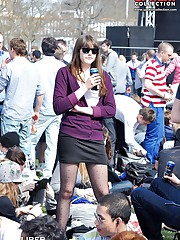 Windy weather upskirt in the street