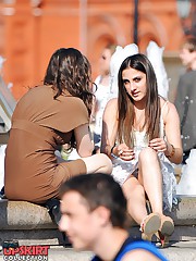 Upskirt pussy covered with panty pic