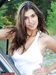 Public down blouse looking so sexy