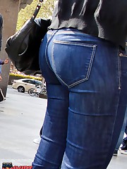 Horny spread of tight spandex jeans