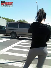 Horny spread of tight spandex jeans