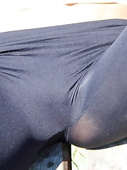 Horny spread of tight spandex jeans