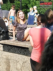 Outdoor nipple and upskirt exposure