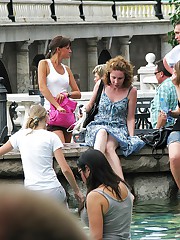 Girls out of bras sexy up the skirts