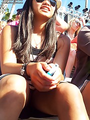 Close ups of white and black upskirt