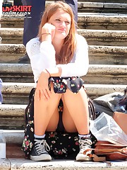 Drunk girl up skirt in the street