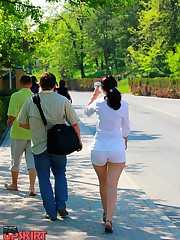 Denim shorts girls on a summer day